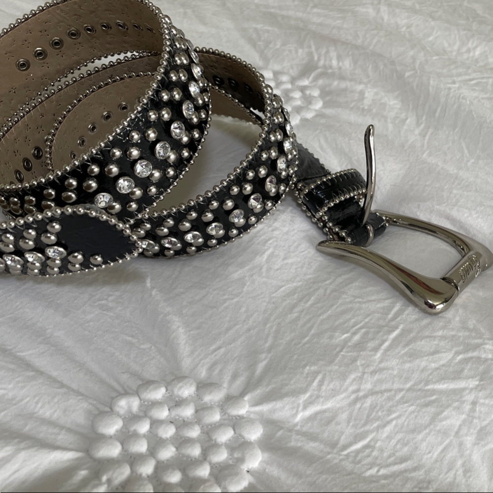 Guess Black and Silver Studded Belt